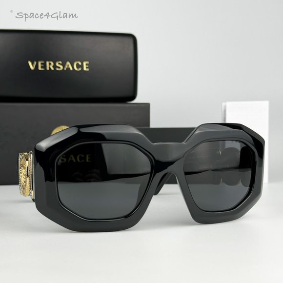 Versace Women Sunglasses Black Grey Irregular Oversized VE4424U GB1/87 NEW main image 7
